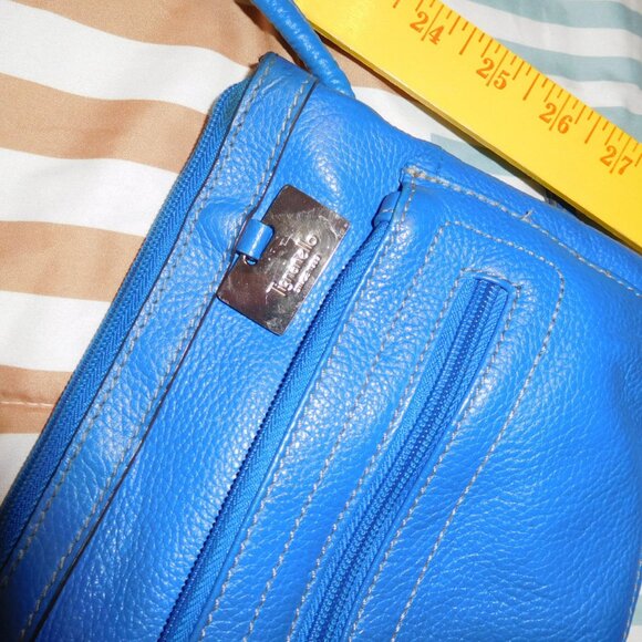 TIGNANELLO blue leather small crossbody purse PEBBLED LEATHER - Picture 5 of 15